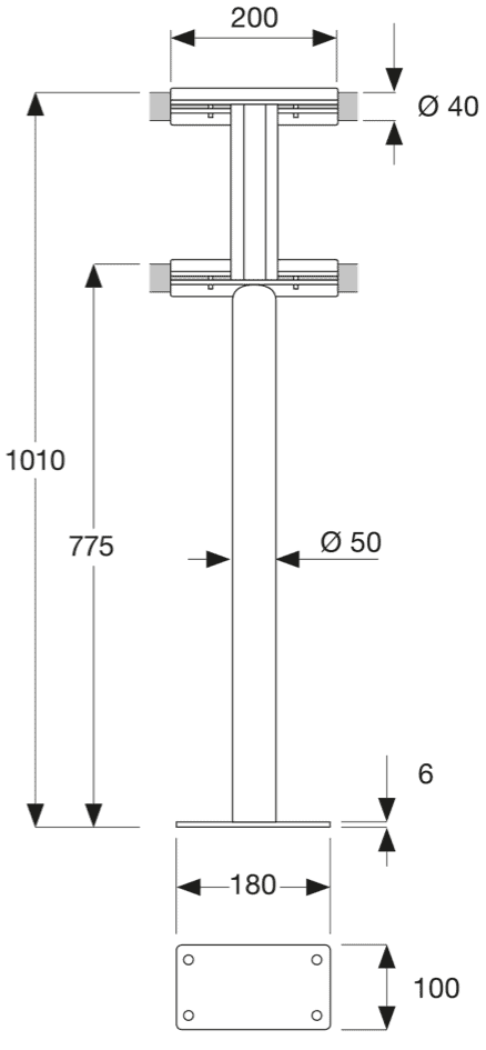 Soporte de suelo para dos barras de madera Pina-fix