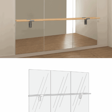 Wall mirror with wall ballet barre