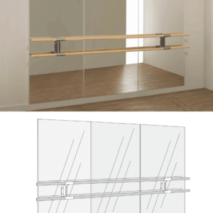 Pack 3 espejos con barra de pared Arabesque Doble de 3 metros